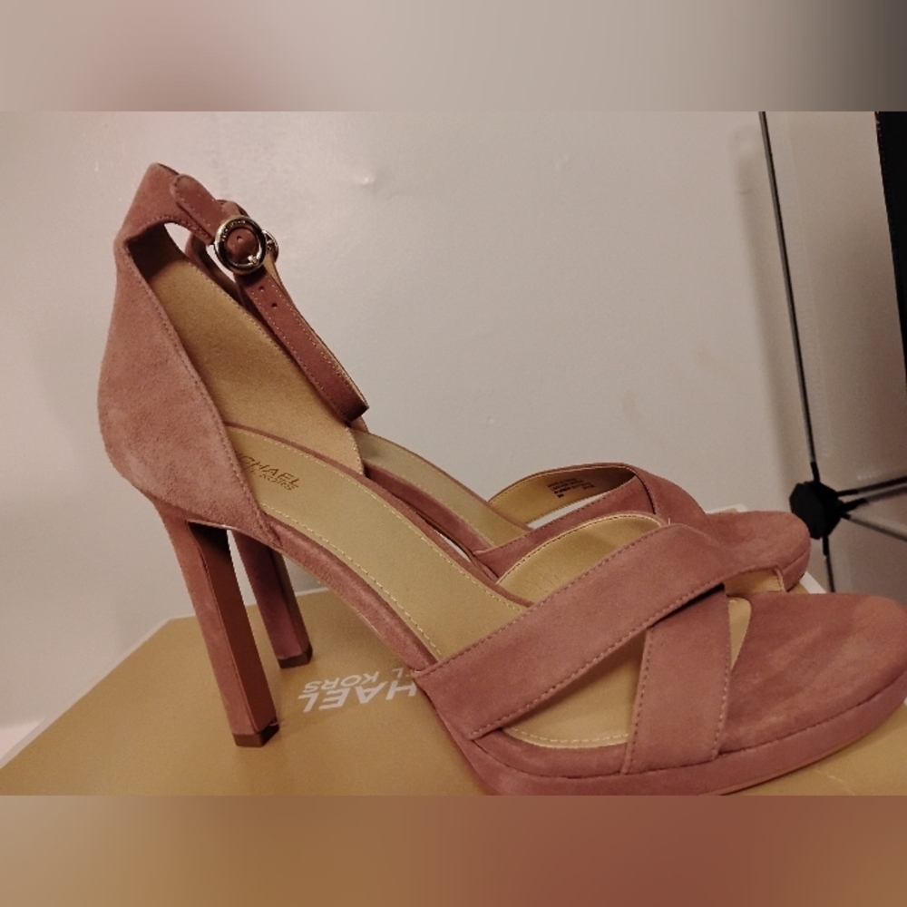 New Michael Kors Suede Women's Heels Sandals With Ankle Strap
